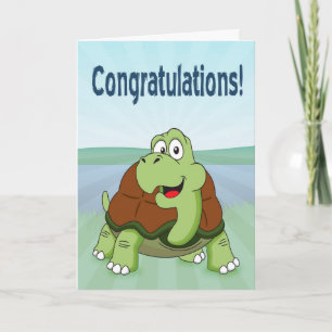Schattigee Cartoon Schildpad Glimlachen voor Gefel Kaart