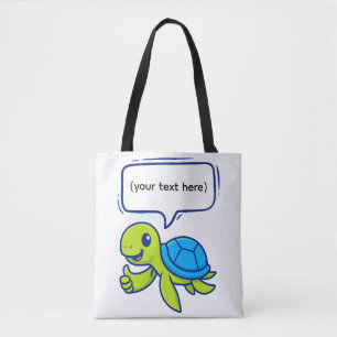 Schattigee Cartoon Schildpad met Speech Bubble Draagtas