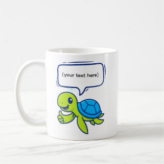 Schattigee Cartoon Schildpad met Speech Bubble Koffiemok