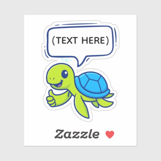 Schattigee Cartoon Schildpad met Speech Bubble Sticker (Vel)