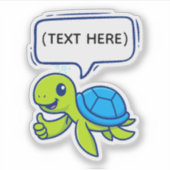 Schattigee Cartoon Schildpad met Speech Bubble Sticker (Voorkant)
