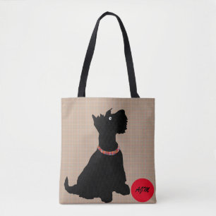 Schattigee Cartoon Scottie Dog met rode bal Canvas Draagtas