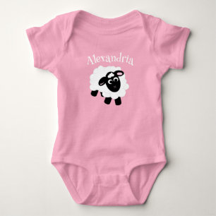 Schattigee Cartoon Sheep Pink Romper