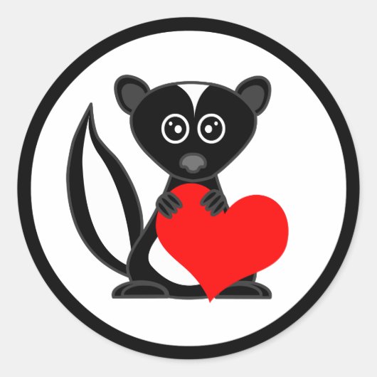 Schattigee Cartoon Skunk Holding Hart Stickers (Voorkant)