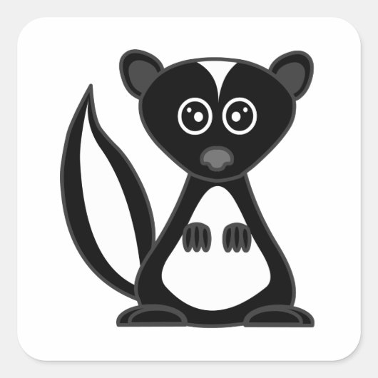 Schattigee Cartoon Skunk Square Vierkante Sticker (Voorkant)