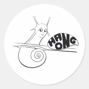 Schattigee Cartoon slak op een Plant met een posit Ronde Sticker