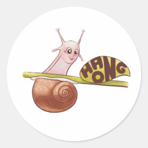 Schattigee Cartoon slak op een Plant met een posit Ronde Sticker