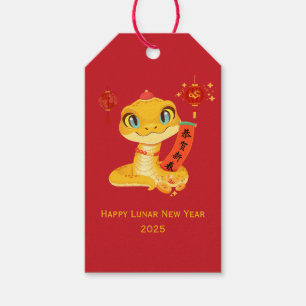 "Schattigee Cartoon Snake Blessing Good Luck & Ric Cadeaulabel