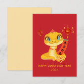 Schattigee Cartoon Snake Blessing Good Luck & Rich (Voorkant / Achterkant)