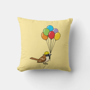 Schattigee Cartoon Sparrow met ballonnen Kussen