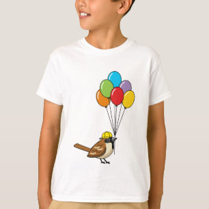 Schattigee Cartoon Sparrow met ballonnen T-shirt