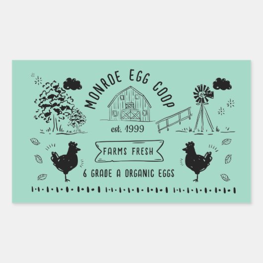 Schattigee Cartoon stijl Doodle rustiek ei karton Rechthoekige Sticker (Voorkant)