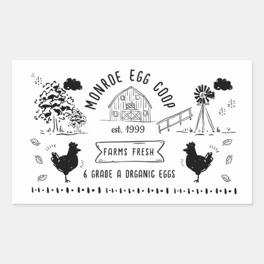 Schattigee Cartoon stijl Doodle rustiek ei karton Rechthoekige Sticker (Voorkant)