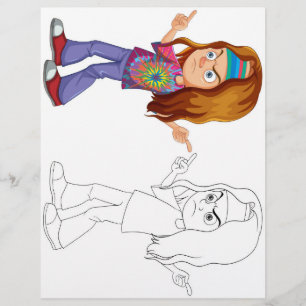 Schattigee cartoon stijlvolle man kleurplaat flyer