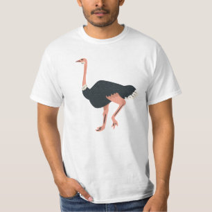 Schattigee Cartoon struisvogel geïsoleerd op witte T-shirt