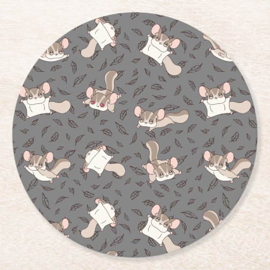 Schattigee Cartoon Sugar Glider Ronde Kartonnen Onderzetter (Voorkant)