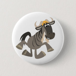 Schattigee Cartoon Tap Dancing Wildebeest Button B