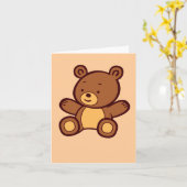 Schattigee Cartoon Teddy Bear Note Kaart (Gele Bloem)