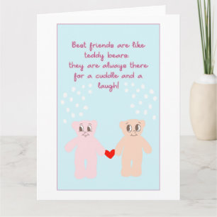 Schattigee Cartoon Teddy Bears Bestie Quote Galent Kaart