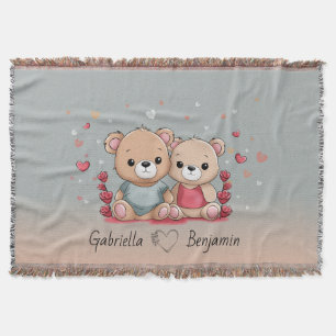 Schattigee Cartoon Teddy Lovers Hart Valentijn's D Deken
