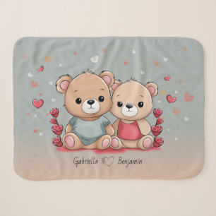 Schattigee Cartoon Teddy Lovers Hart Valentijn's D Sherpa Deken