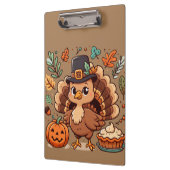 Schattigee Cartoon Thanksgiving kalkoen en pompoen Klembord (Links)