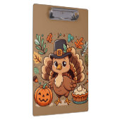 Schattigee Cartoon Thanksgiving kalkoen en pompoen Klembord (Rechts)