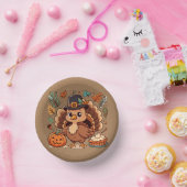 Schattigee Cartoon Thanksgiving kalkoen en pompoen Papieren Kommen (Feest)