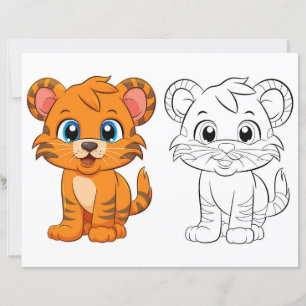 Schattigee Cartoon tijger kleurplaat