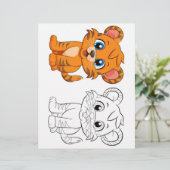 Schattigee Cartoon tijger kleurplaat (Staand voorkant)