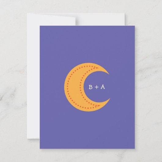 Schattigee Cartoon Tortelduifjes (nacht) bruiloft Bedankkaart (Achterkant)