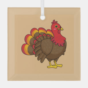 Schattigee Cartoon Turkije Glas Ornament