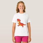 Schattigee cartoon Tyrannosaurus rex lopen T-shirt (Voorkant volledig)