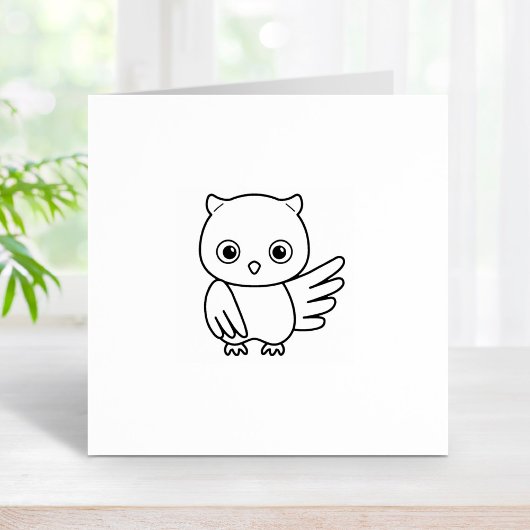 Schattigee Cartoon Uil 1x1 Rubberstempel