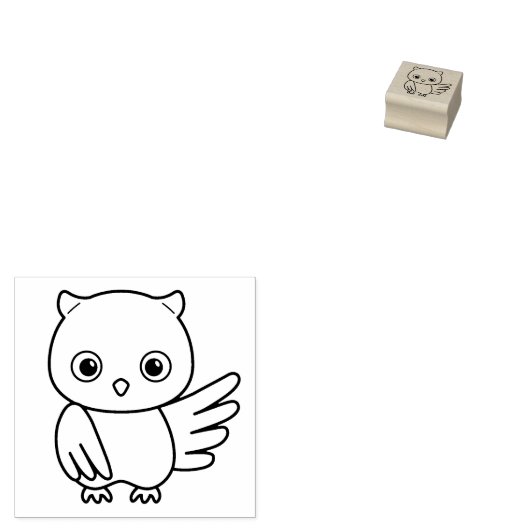 Schattigee Cartoon Uil 1x1 Rubberstempel (Gestempeld)