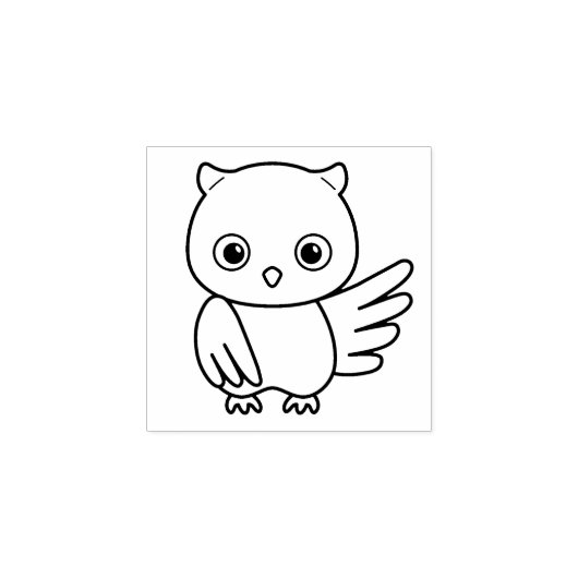 Schattigee Cartoon Uil 1x1 Rubberstempel (Afrduk)