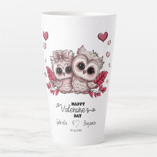 Schattigee Cartoon Uil Lovers Hearts Valentijn's D Latte Mok