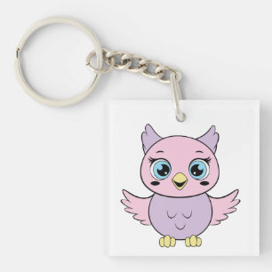 Schattigee cartoon uil sleutelhanger