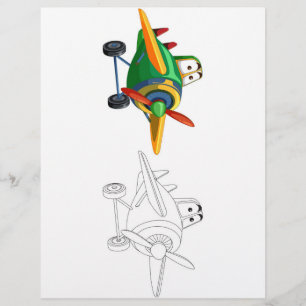 Schattigee Cartoon vliegtuig kleurplaat Flyer