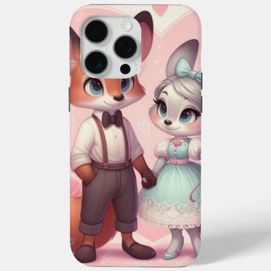 Schattigee cartoon vossen Valentijnsdag Case-Mate iPhone Case (Achterkant)