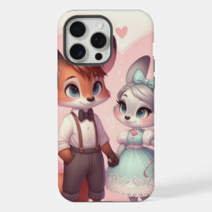 Schattigee cartoon vossen Valentijnsdag iPhone 15 Pro Max Hoesje