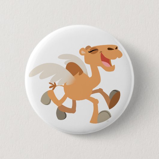 Schattigee Cartoon Winged-Camel Button Badge (Voorkant)