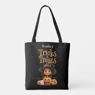 Schattigee Cartoon Witch Ghosts Pumpkins Trick & T Draagtas
