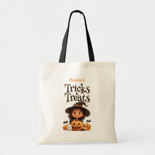 Schattigee Cartoon Witch Ghosts Pumpkins Trick & T Tote Bag