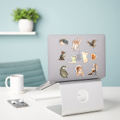 Schattigee Cartoon Woodland Animals Sticker Pack (Laptop op bureau)
