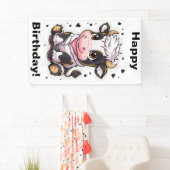 Schattigee cartoonachtige koe met grote expressiev spandoek (Insitu)