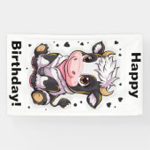 Schattigee cartoonachtige koe met grote expressiev spandoek (Horizontaal)