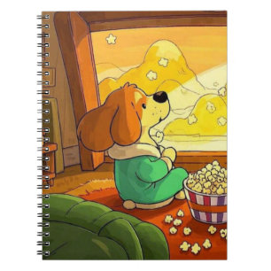 Schattigee cartoonhonden popcorn en film notitieboek