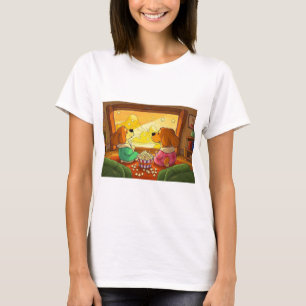 Schattigee cartoonhonden popcorn en film t-shirt