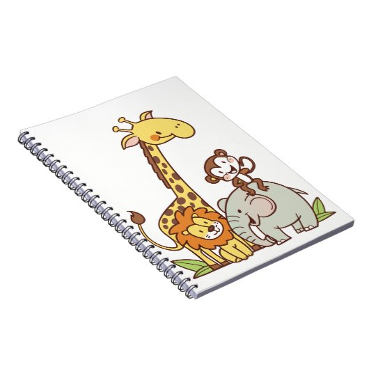 Schattigee Cartoons – Giraffe, leeuw en aap Notitieboek (Rechterzijde)